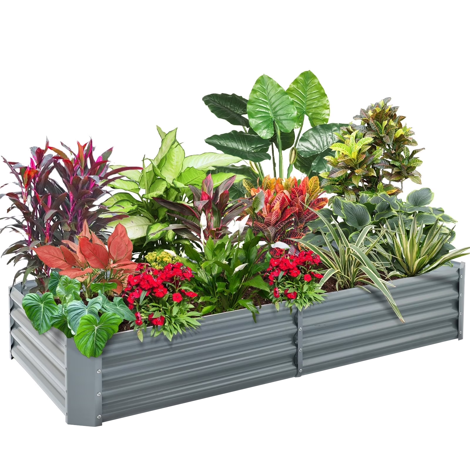 Land Guard 6x3x1ft Galvanized Raised Garden Beds Rectangle Metal Raised Garden Bed,Metal Planter Kit Box Outdoor for Vegetables,Flowers,Green and Herbs,Modern Gray