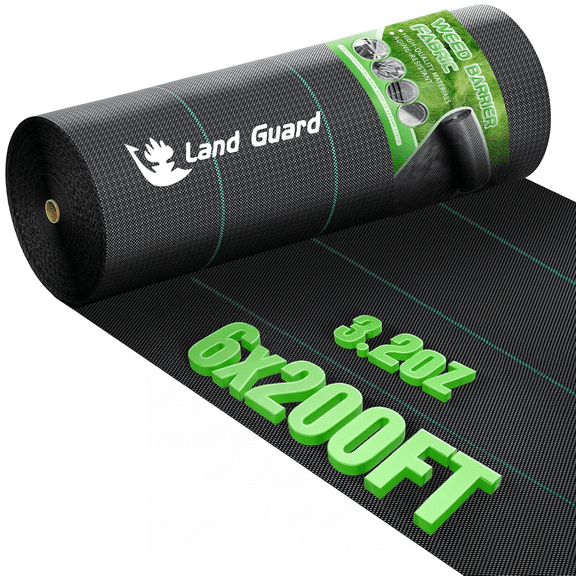 Land Guard 6ft x 200ft Weed Barrier Fabric Heavy Dusty, Ground Cover, Weed Mat, Woven Landscape Fabric for Garden, Lawn and Outdoor Project