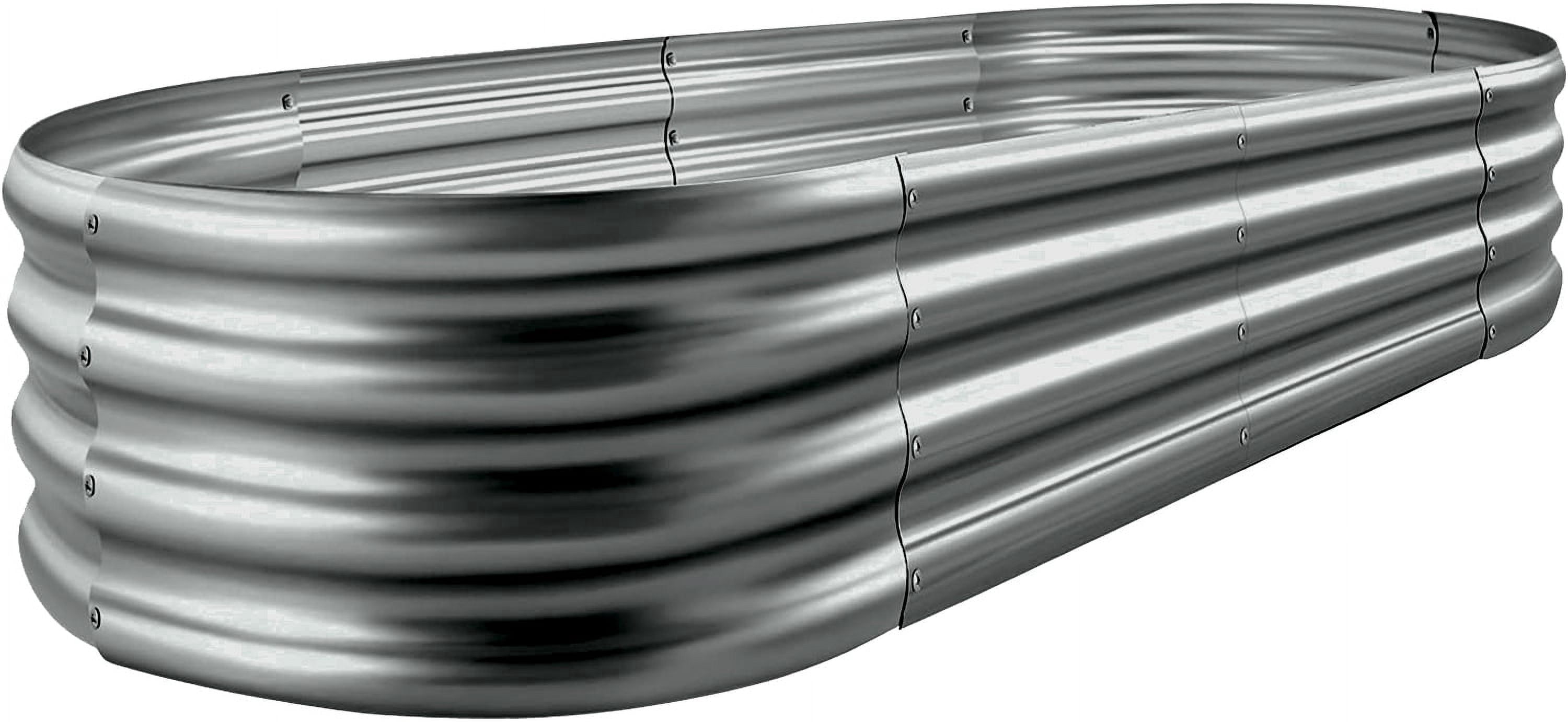 Land Guard 6x3x1ft Galvanized Metal Raised Garden Bed Kit,Oval Planter Box Outdoor for Vegetables,Fruits and Flowers,Modern Gray