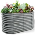 thumbnail image 1 of Land Guard 6x3x3ft Raised Garden Beds Oval Outdoor, Easy Assembly Durable Deep Raised Garden Bed, Galvanized Metal Planter Box for Vegetables,Modern Gray, 1 of 8