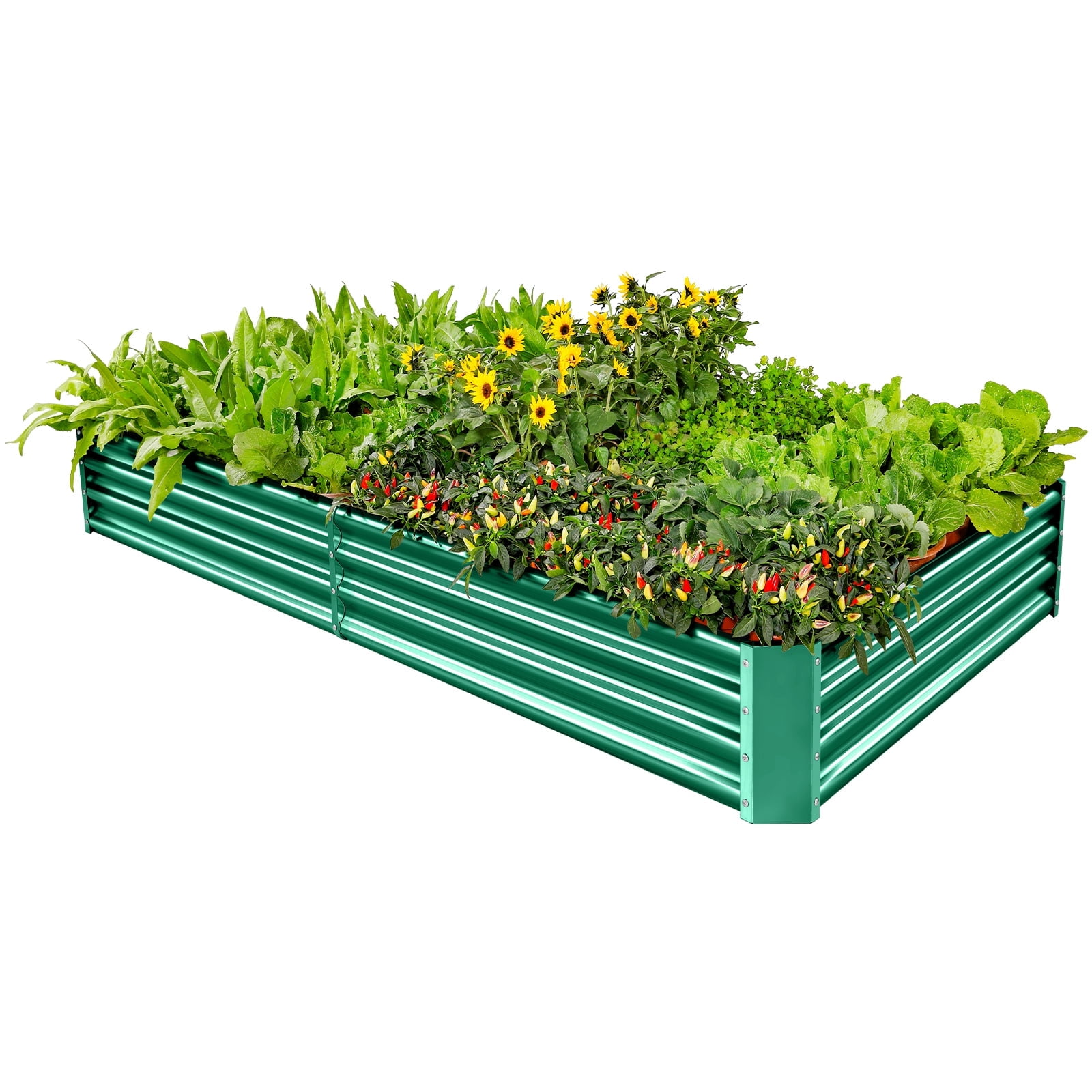 Land Guard 8×4×1ft Rectangle Galvanized Metal Raised Garden Bed, Metal
