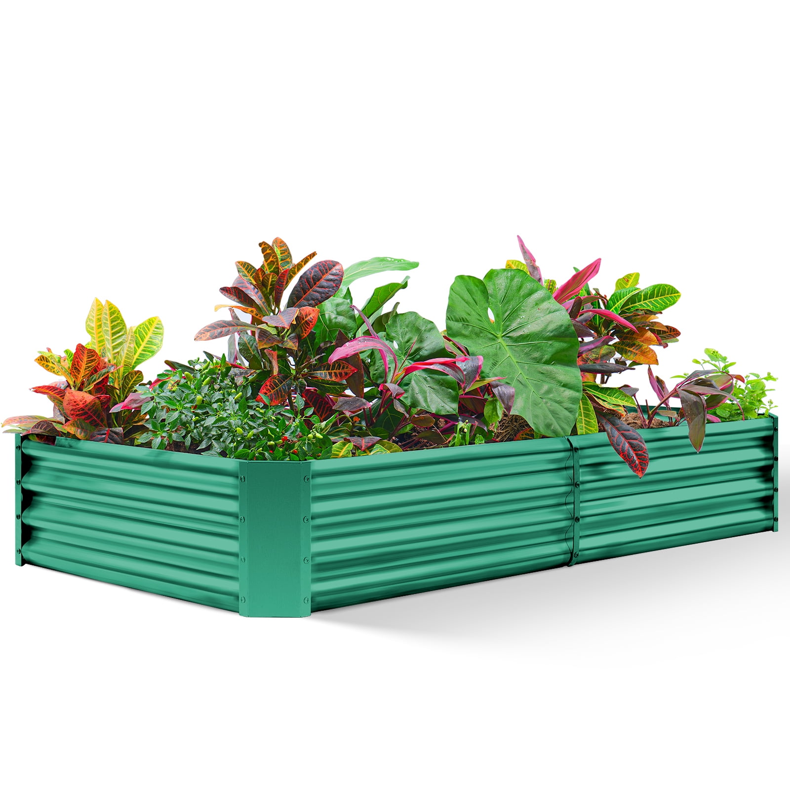 Land Guard 8×4×1ft Rectangle Galvanized Metal Raised Garden Bed, Metal