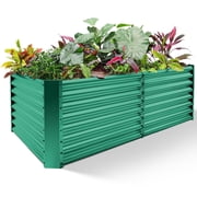 Land Guard 8x4x2ft Raised Rectangle Garden Beds Outdoor,Galvanized Metal Planter Box for Vegetables,Forest Green