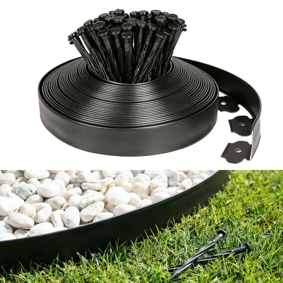 Land Guard Corrugated Garden Edging Border Fence for Garden, Flower Bed, Lawn and Landscape Edging (Black)