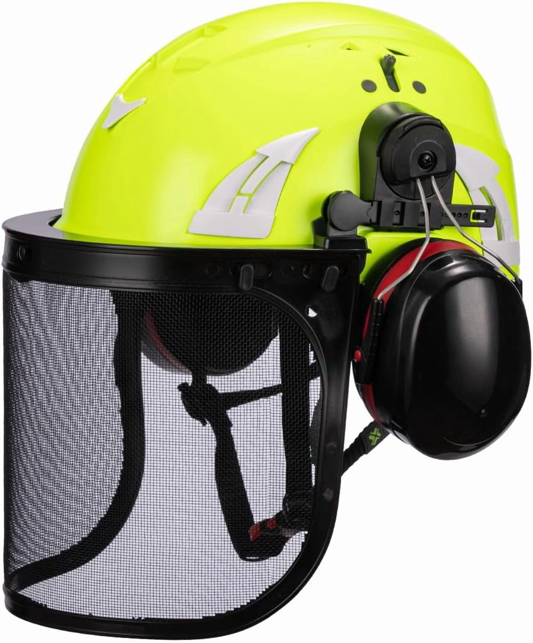 Land Helemts AeroPro ArborKit - Type 1 Class C Forestry Safety Kit - Includes Earmuffs, Faceshield & Safety Helmet - ANSI/ISEA Z89.1 - Lime Green