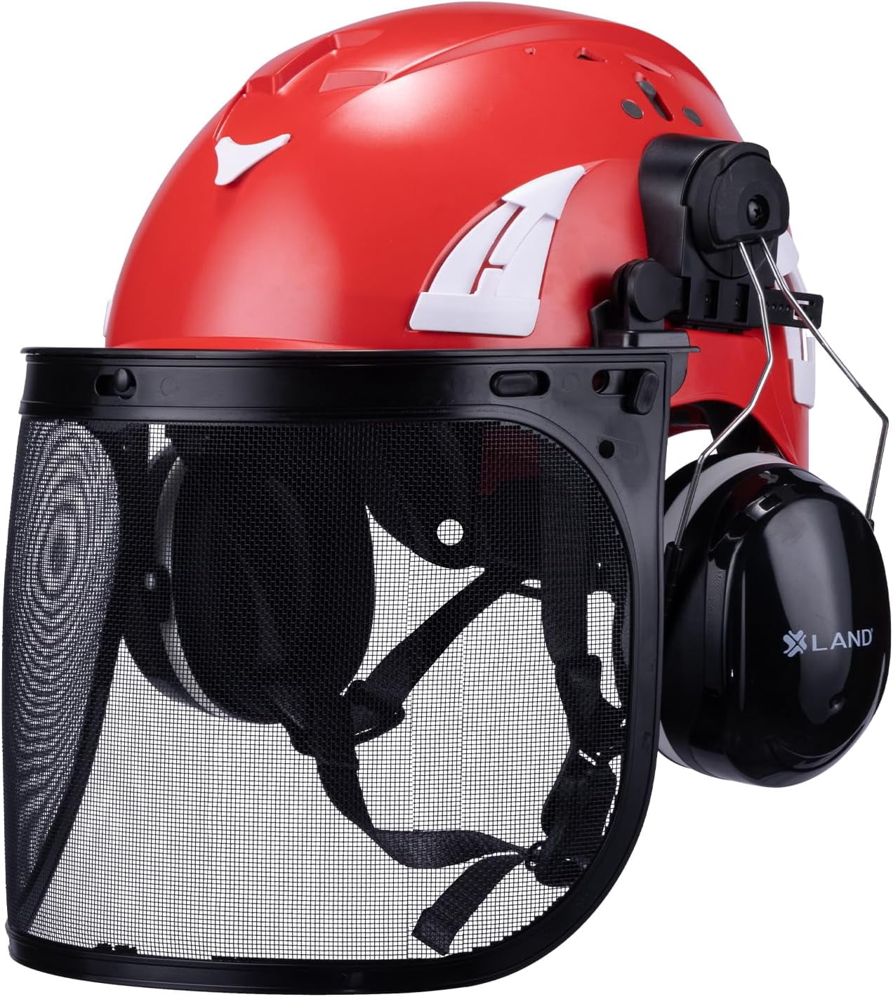 Land Helemts AeroPro ArborKit - Type 1 Class C Forestry Safety Kit - Includes Earmuffs, Faceshield & Safety Helmet - ANSI/ISEA Z89.1 - Red
