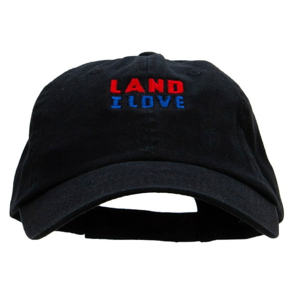 Land I Love Embroidered Low Profile Dyed Cotton Twill Cap - Black OSFM