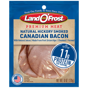 Land O'Frost Premium Meat, Sandwich Sliced Deli Lunch Meat Natural Hickory Smoked Thick Cut Fully Cooked Canadian Bacon 6 oz Resealable Pouch