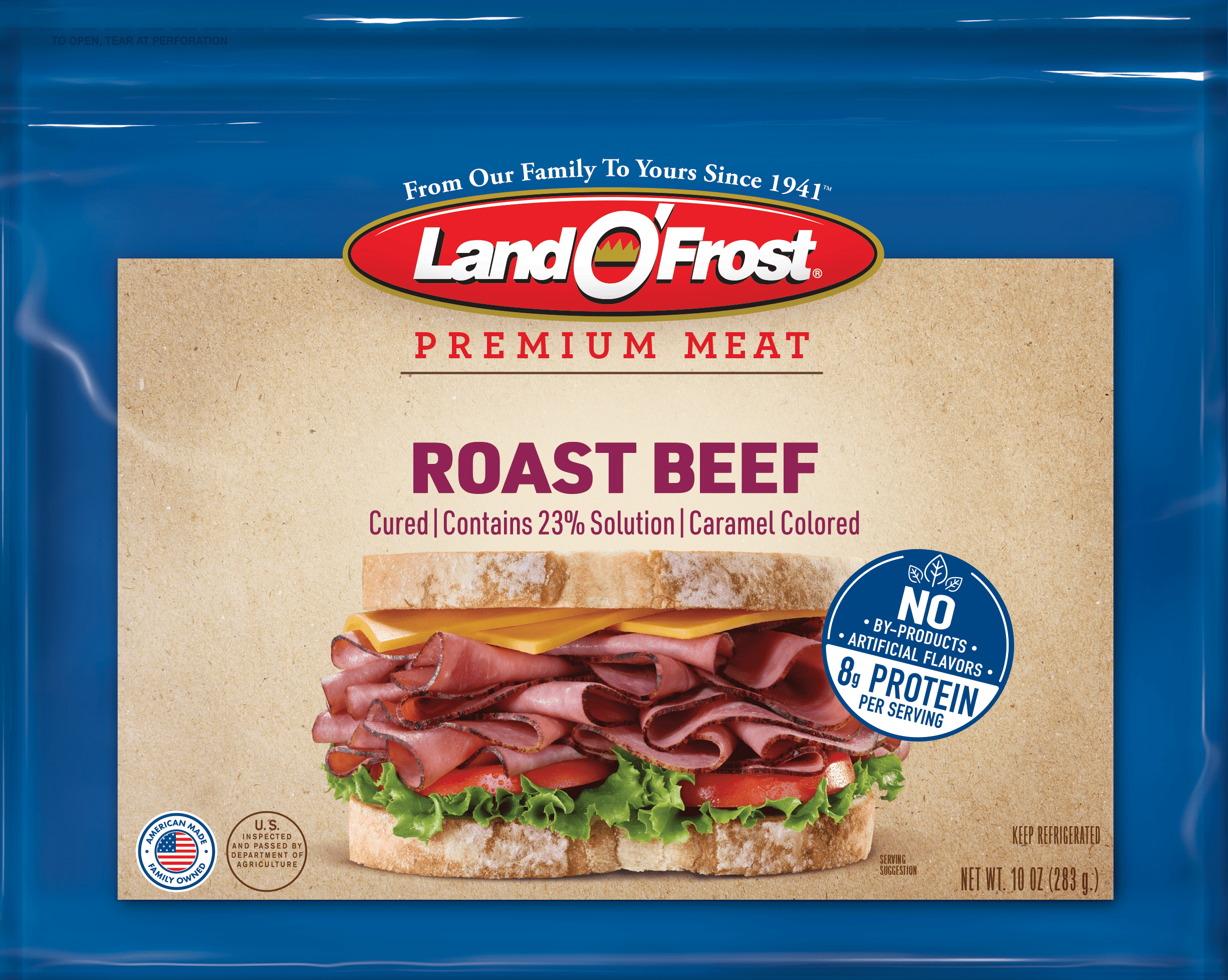 Land O' Frost Premium Beef Roast Meat, Deli Meat, 10 oz, Thinly Sliced