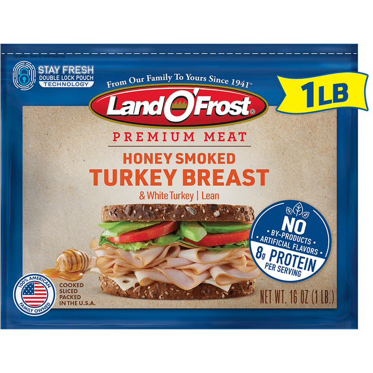 Land O'Frost Honey Smoked Turkey Breast, 1 lb Sliced Deli Meat