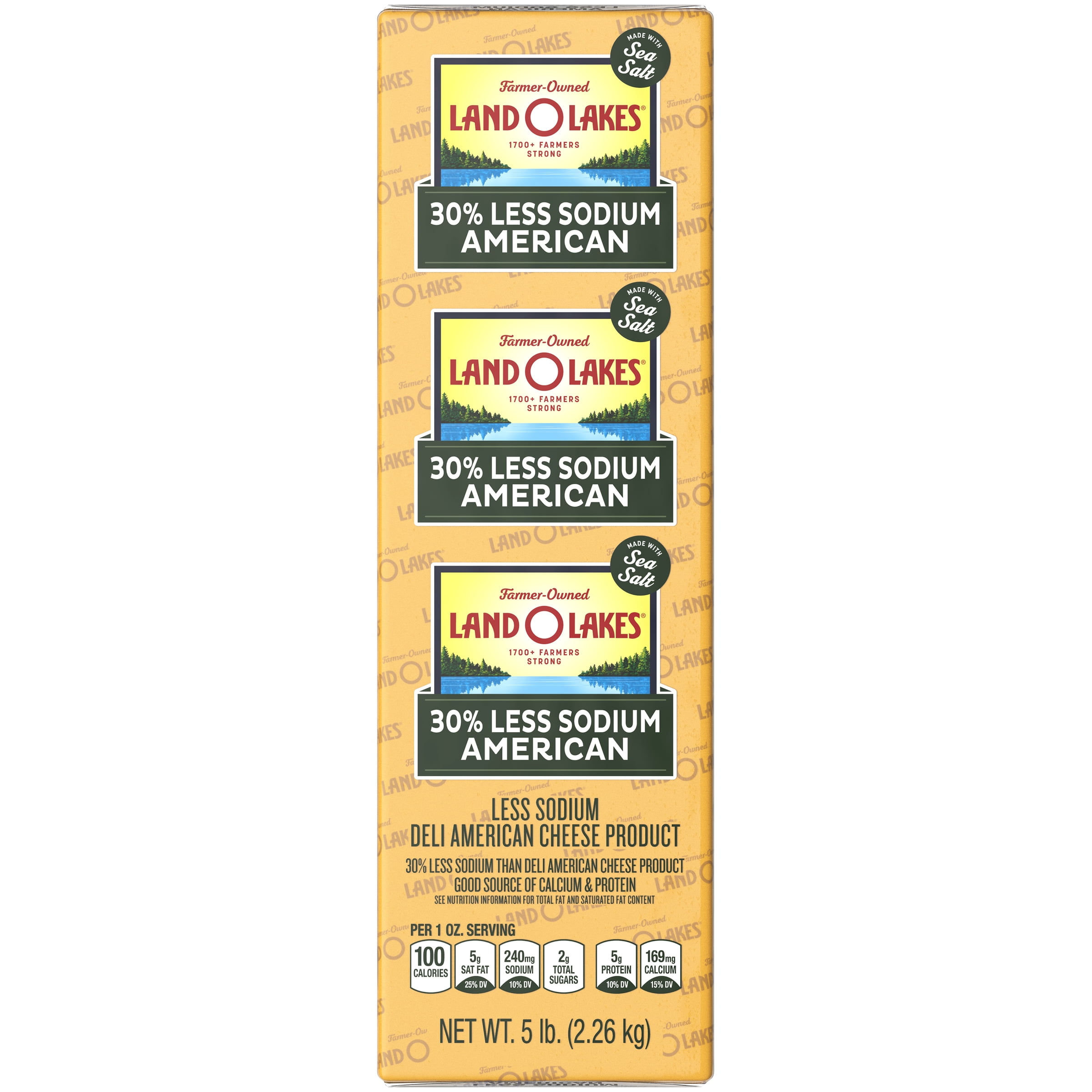 Land O Lakes 30% Less Sodium Yellow Deli American Cheese Product, Deli Sliced
