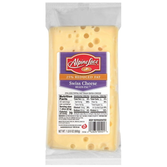 Land O Lakes Alpine Lace Readi-Pac Swiss Cheese Slice, 1.5 Pound -- 8 per case.