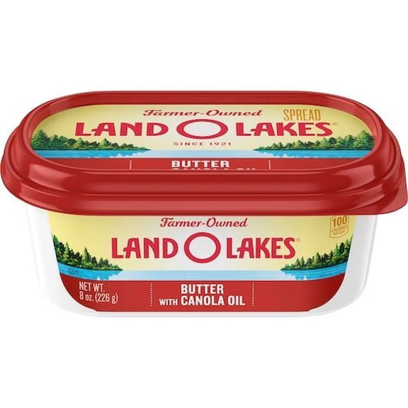 Land O Lakes Butter with Canola Oil, 8 Ounce -- 12 per case