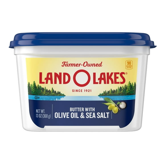 Land O Lakes Butter with Olive Oil & Sea Salt, Spreadable, 13 oz Tub