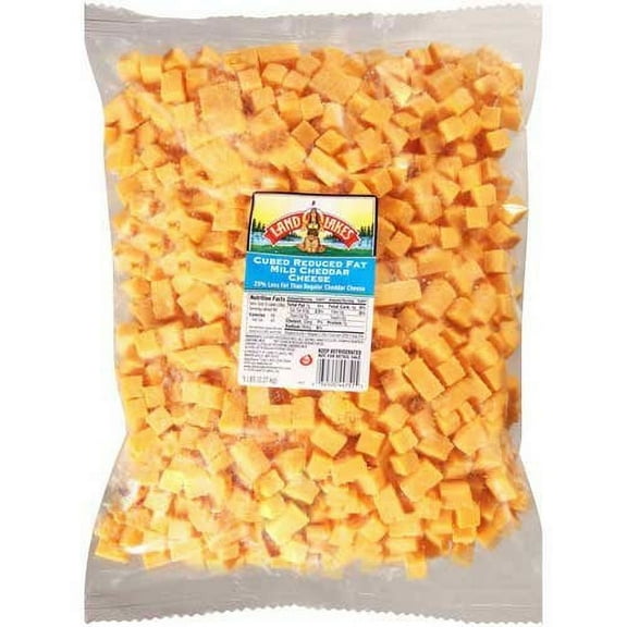 Land O Lakes Mild Reduced Fat Yellow Cheddar Cheese Cube, 5 Pound -- 4 per case.