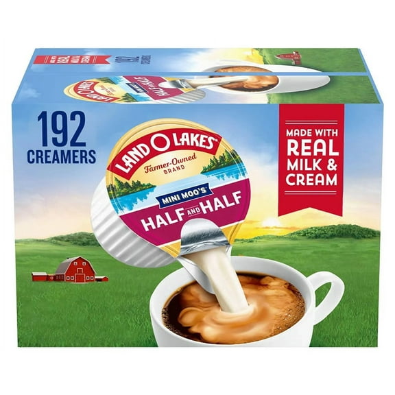 Land O Lakes Mini Moo’s Half & Half Creamer Singles, Shelf-Stable, 192 Count Twin Pack