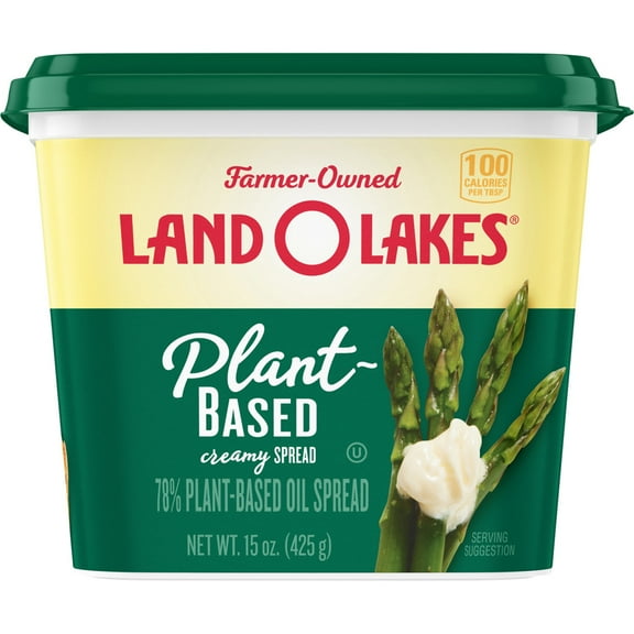 Land O Lakes Plant-Based Creamy Spread, Vegan & Gluten-Free, Spreadable, 15 oz Tub