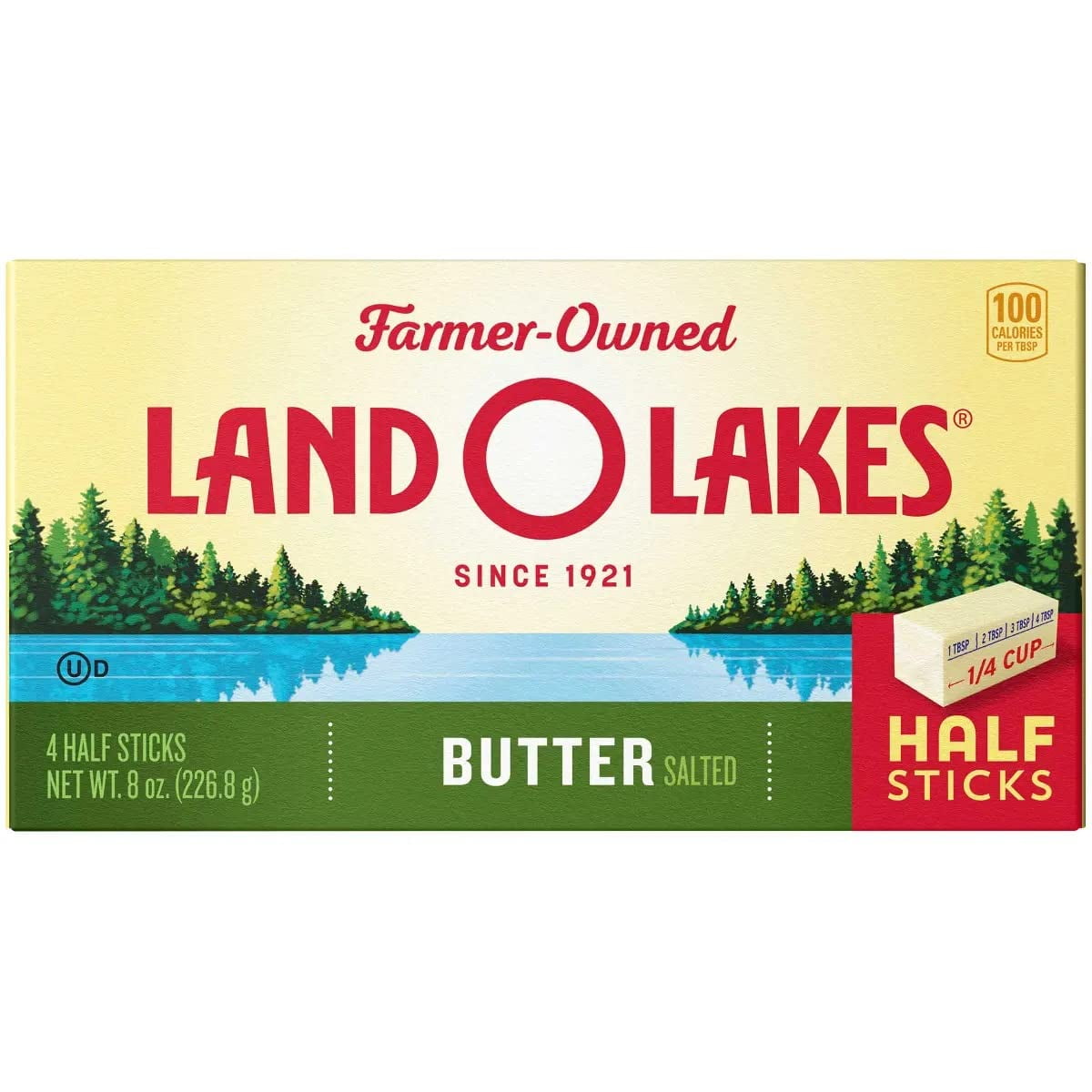 Land O Lakes Quarter Salted Butter, 8 Ounce - 12 per case.