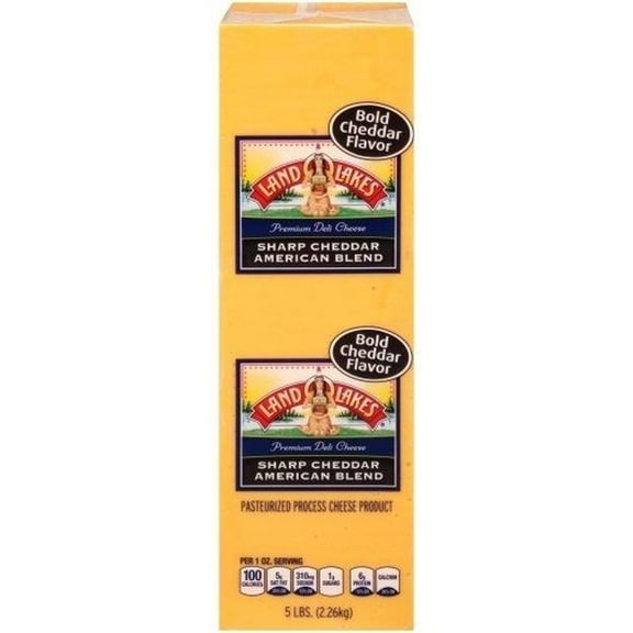 Land O Lakes Sharp Cheddar Yellow Deli American Cheese Product, 5 Pound -- 2 per case