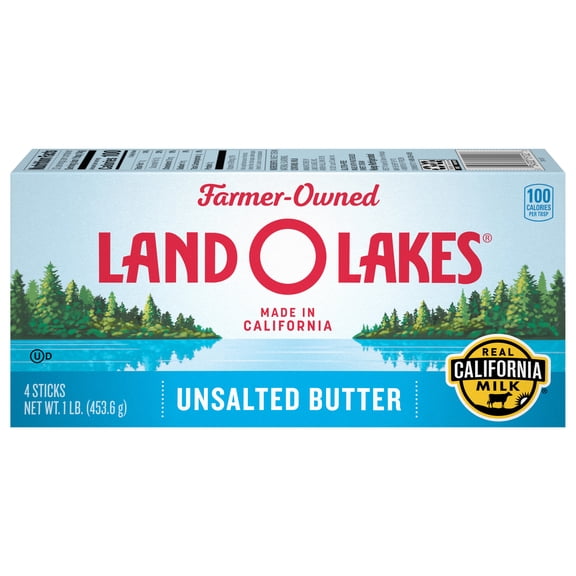 Land O Lakes Unsalted Stick Butter, 16 oz Box, 4 Sticks