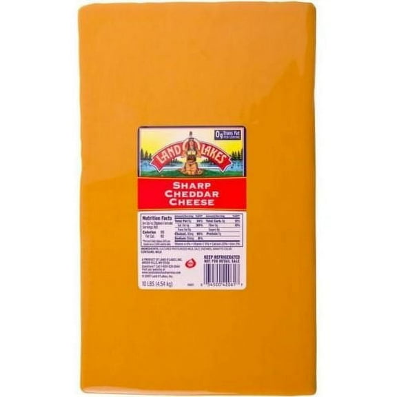 Land O Lakes Yellow Sharp Cheddar Cheese, 10 Pound -- 1 each.