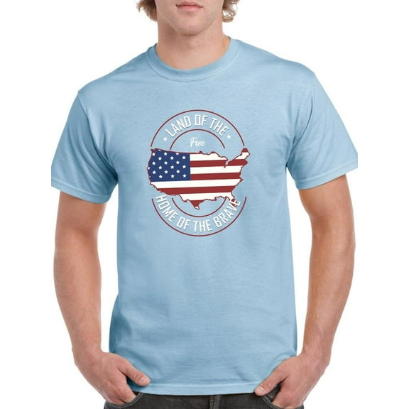 Land Of Free Home Of Brave T-Shirt Men -Image by Shutterstock, Male 3X-Large