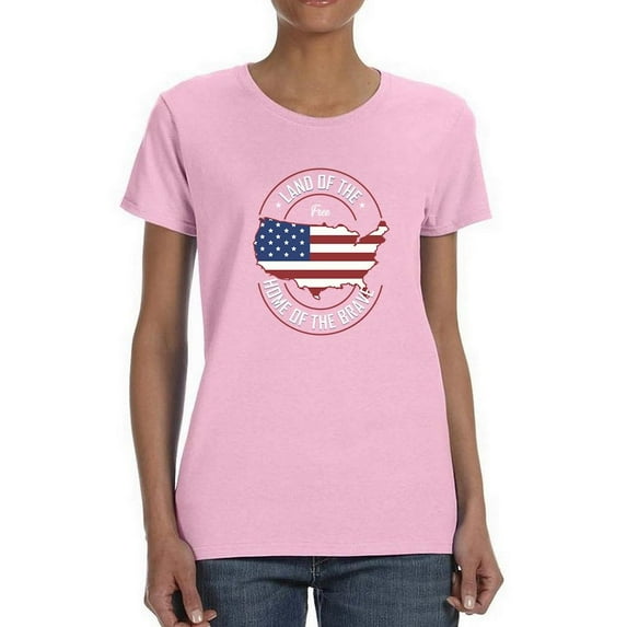 Land Of Free Home Of Brave T-Shirt Women -Image by Shutterstock, Female 3X-Large