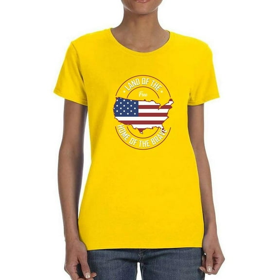 Land Of Free Home Of Brave T-Shirt Women -Image by Shutterstock, Female x-Large