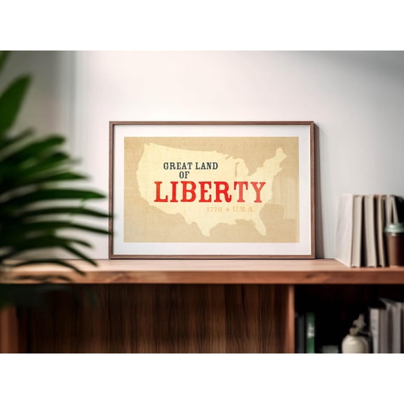 Land Of Liberty Poster Retro Outdoors Art Us Map Poster , Poster Print Only