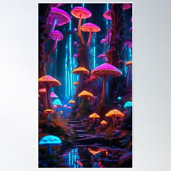 Land Of Mushrooms Poster Wall Art, Modern Wall Decor, 24x36 UNFRAMED