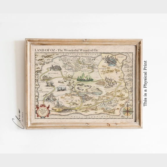 Land Of Oz Map Wizard Of Oz Vintage Illustration Literary Wall Decor Fantasy Storybook Print Classic Film Artwork Home Decor #133 Art