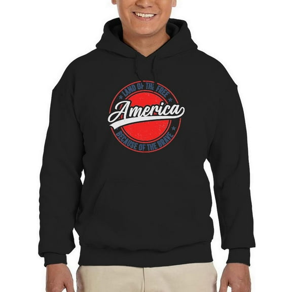 Land Of The Free America 4Th Hoodie Men -Image by Shutterstock, Male Medium