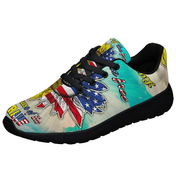 Land Of The Free Because Of The Brave Shoes Sneakers for Women Men Black Size 8