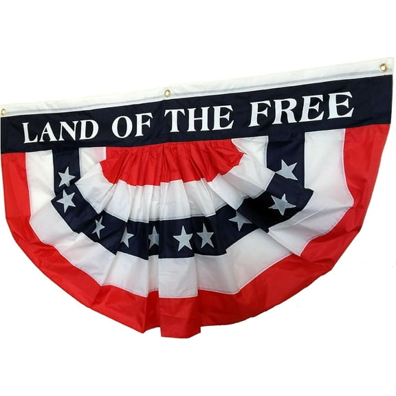 Land Of The Free Bunting Flag - Large 3 ft by 6 ft, Patriotic Banner, 4th of July, USA, Christmas, President's Day, Memorial Day