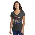 thumbnail image 1 of Land Of The Free Home of the Brave Ladies' Short Sleeve Soft Feel V-Neck Veterans Day T-shirt, 1 of 3