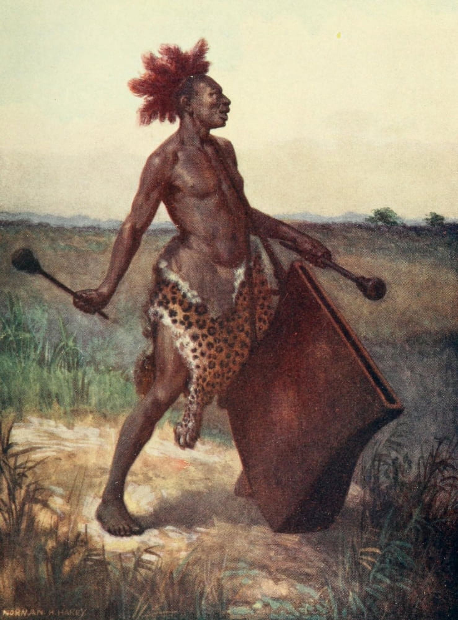 Land & Peoples of the Kasai 1912 Sounding the signalling gong Canvas Art - Norman H Hardy (24 x 36)
