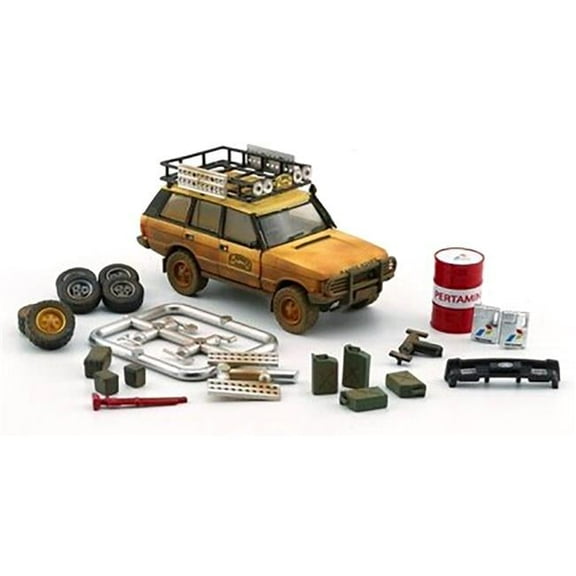 Land/Range Rover Classic LSE "Camel Trophy" Yellow (Dirty Version) w/Rack and Accessories 1/64 Diecast Model Car by BM Creations