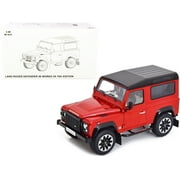 Land Rover Defender 90 Works V8 Red Metallic with Gloss Black Top 70th Edition 1/18 Diecast Model Car by LCD Models