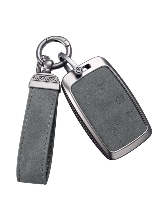 for Land Rover Key Fob Cover with Keychain Leather Key Case Protector for Range Rover Evoque Sport Velar Land Rover Discovery Jaguar F-Pace F-Type XE XEL XF XFL XJ