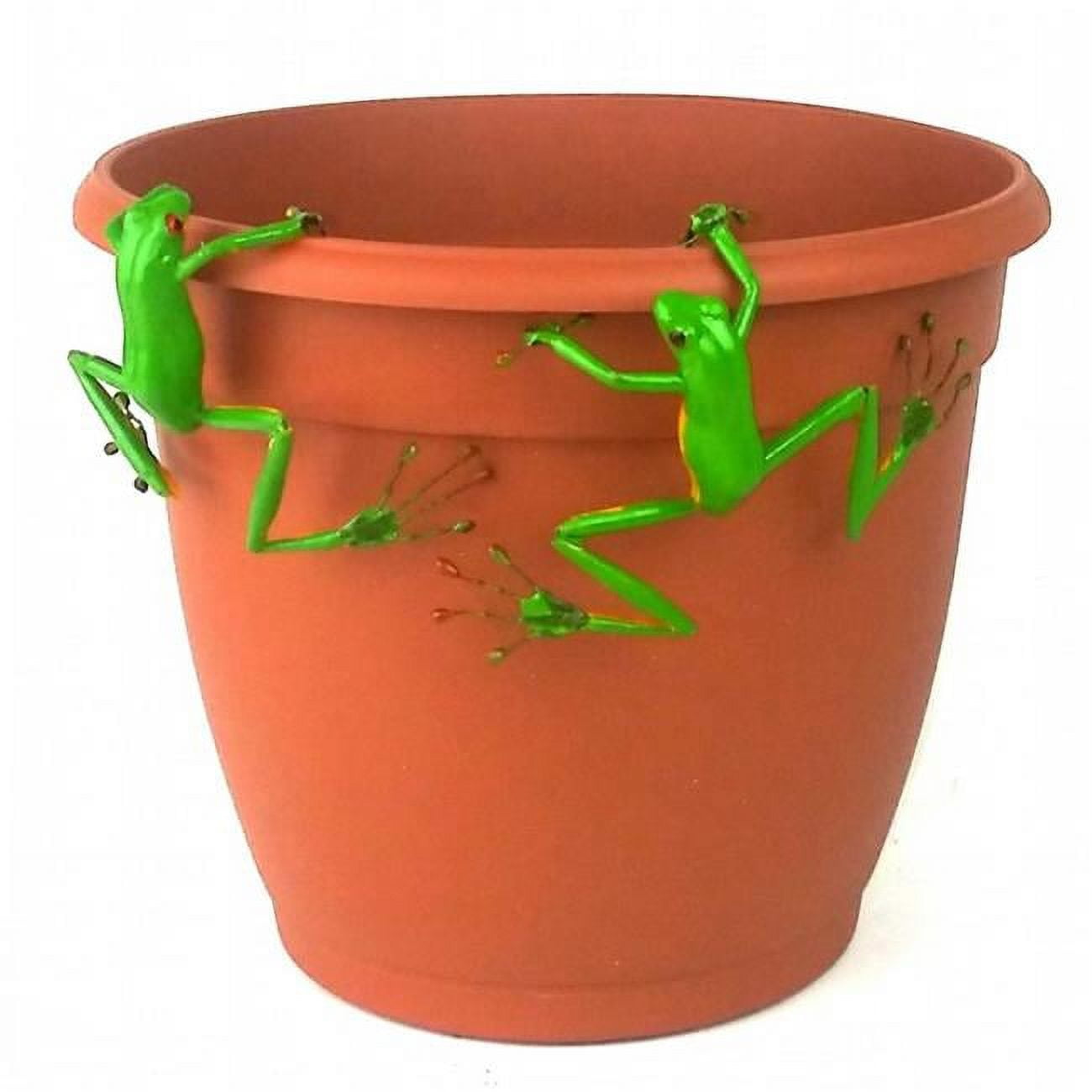 Land & Sea Red Eyed Tree Frog Thin Pot Sitter Hanger, Green Set of 2
