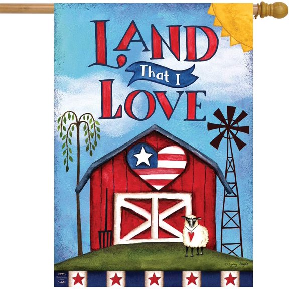 Land That I Love Patriotic House Flag Summer Barn 28" x 40"