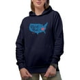thumbnail image 1 of Land That I Love, USA Map, 4th of July Art Merch Gift, Navy Blue Hooded Sweatshirt or Hoodie, 2XL, 1 of 5