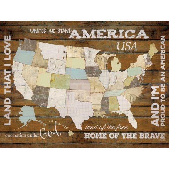 Land That I Love USA Map Poster Print by Marla Rae