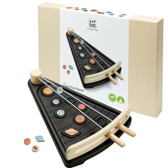 PlanToys Land the Planet Solar System Gravity Game & STEM Toy for Kids Ages 3+ | Educational Space Toy with Planets, Puzzle Board & Marble Drop | Fine Motor Skills & Problem Solving Learning