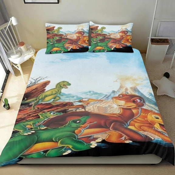The Land Before Time Themed Bed Sheet Set Three Piece Set 53x79 In ches Comfortable And Skin Friendly Unique Design Creating A Star Studded Night Home Decor Gifts For Family Friends fans