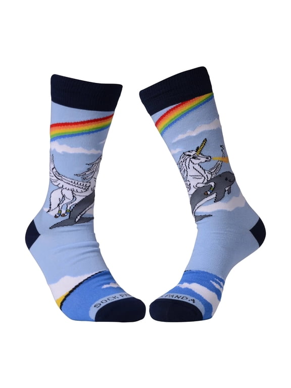 Land of Dreams Socks - Fire Breathing Unicorn on a Dolphin!