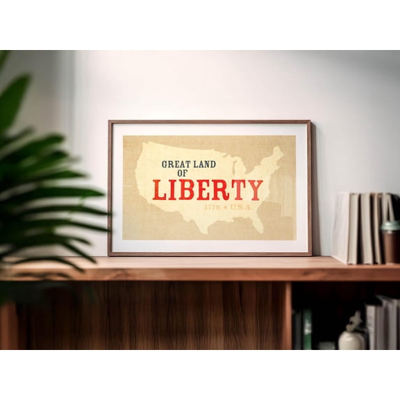 Land of Liberty Retro Outdoors Us Map Poster