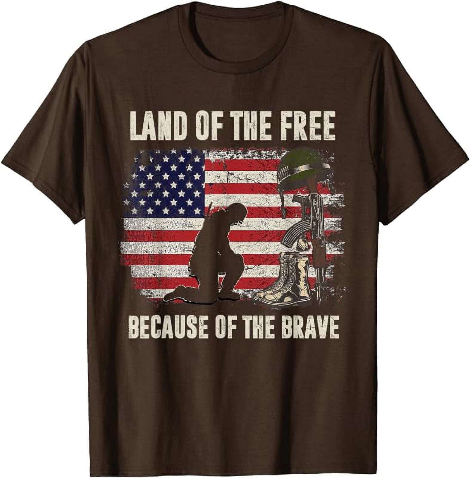 Land of the Free Because of the Brave Memorial day Veterans T-Shirt ...