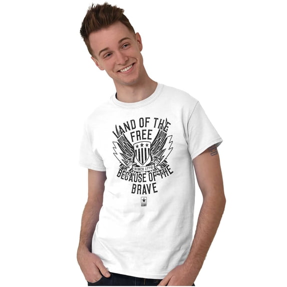 Land of the Free Because of the Brave Men's Graphic T Shirt Tees Brisco Brands L