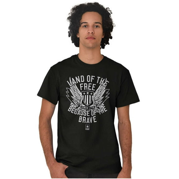 Land of the Free Because of the Brave Men's Graphic T Shirt Tees Brisco Brands S